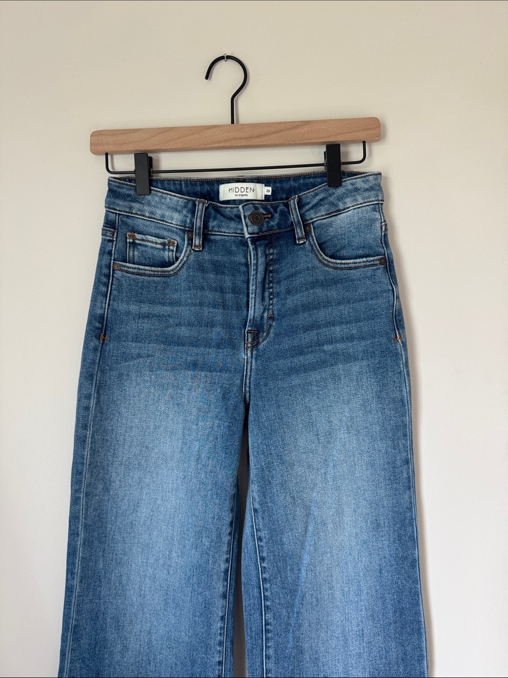 Hidden Blue High-Rise Wide-Leg Jeans - Medium Wash long
